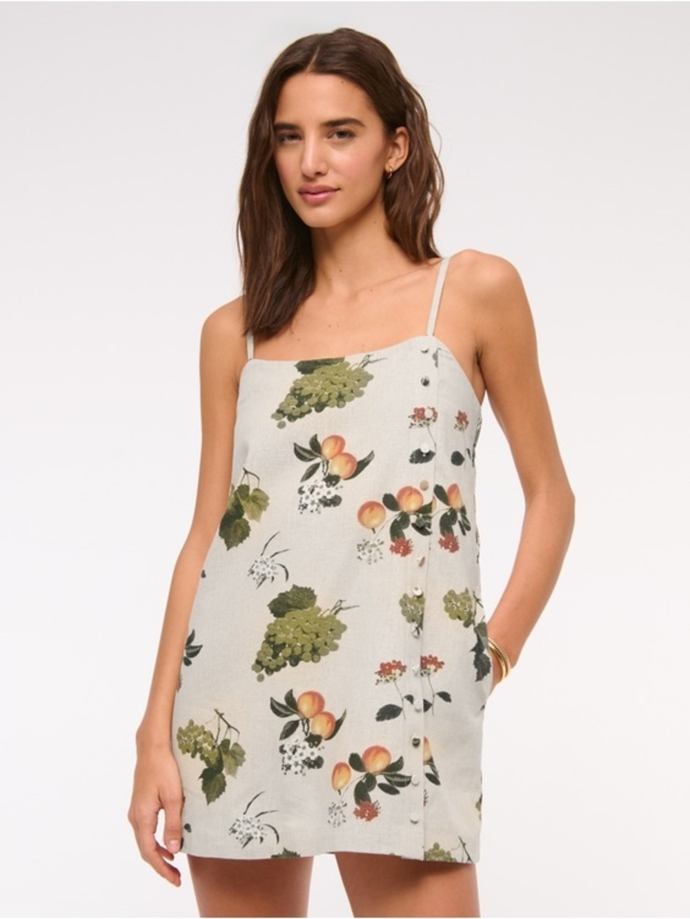 Floral Mini Dress - Beige and Green